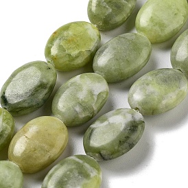 Brins de perles de jade xinyi naturel/jade du sud, Ovale Plat