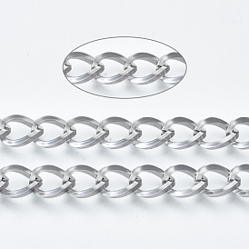 304 Stainless Steel Curb Chains, Twisted Chains, with Spool, Unwelded
