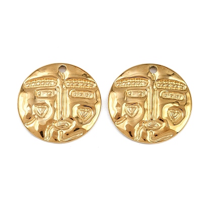 304 подвески из нержавеющей стали, ионное покрытие (ip), плоский круглый с человеческим лицом