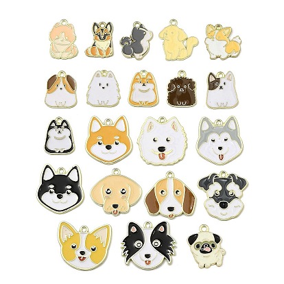 Подвески из эмали и сплава, собака, золотые