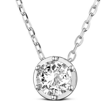 TINYSAND 925 Sterling Silver Rhinestone Pendant Necklace, 18.5 inch