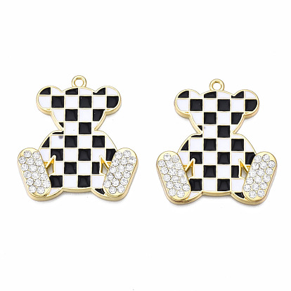 Crémaillère pendentifs en alliage placage, avec l'émail et strass, sans cadmium et sans plomb, ours