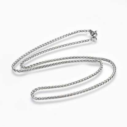 304 Stainless Steel Wheat Chain Necklaces, with Lobster Claw Clasps