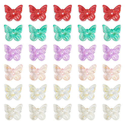 100 шт 5 цвета гальванические стеклянные бусины, с золотой фольгой, бабочка