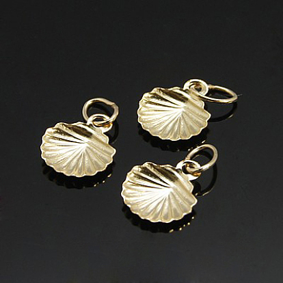 Yellow Gold Filled Filled Pendants, 1/20 14K Gold Filled, Shell, 9x8x1mm, Hole: 4x3mm