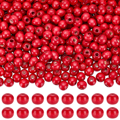 600шт. окрашенные бусины из натурального дерева, круглые, без свинца