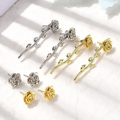 Серьги-гвоздики в виде цветка из латуни, стойки покрытие, долговечный, без кадмия и без свинца