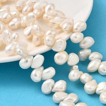 Нити из натурального культивированного пресноводного жемчуга, двух сторон полированной, Топ пробуренной, класс 5а+