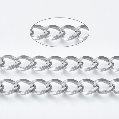 304 Stainless Steel Curb Chains, Twisted Chains, with Spool, Unwelded