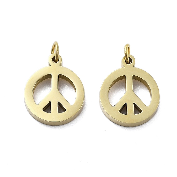 304 подвески из нержавеющей стали, знак мира прелести, с целью перехода в кольце, ионное покрытие (ip)