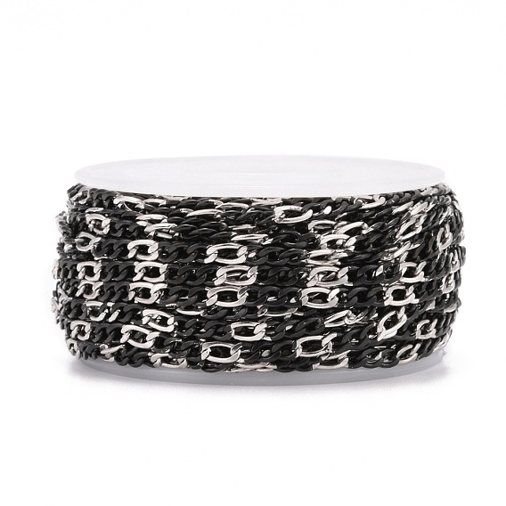 Ion Plating(IP) 304 Stainless Steel Figaro Chains, Unwelded, with Spool