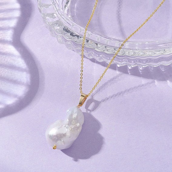 Ожерелья с подвесками из натурального барочного жемчуга кеши с жемчугом, латунные цепочки роло ожерелья для женщин, самородки