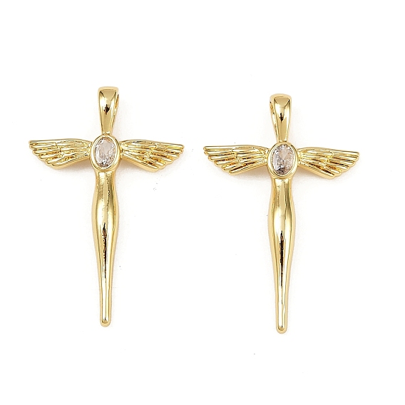 Латунные микро проложить кубического циркония подвески, подвески крест и крыло, без кадмия и без свинца, стойки покрытие, долговечный