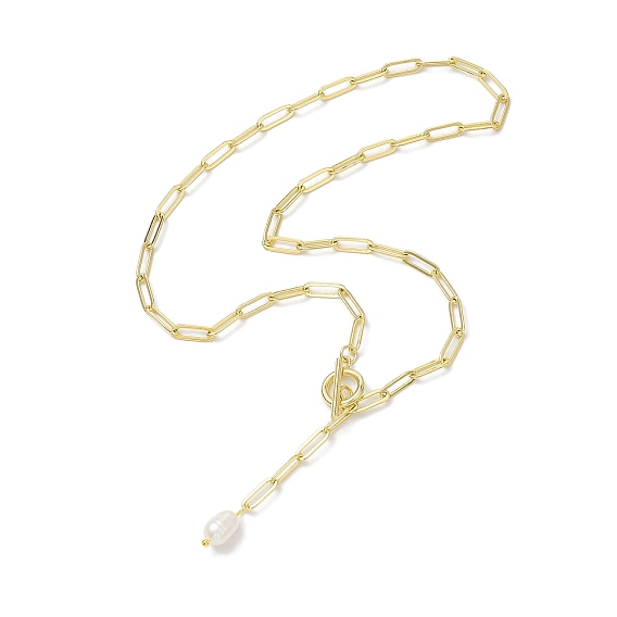 Ожерелья с подвесками из натурального культивированного пресноводного жемчуга, латунные цепочки ручной работы