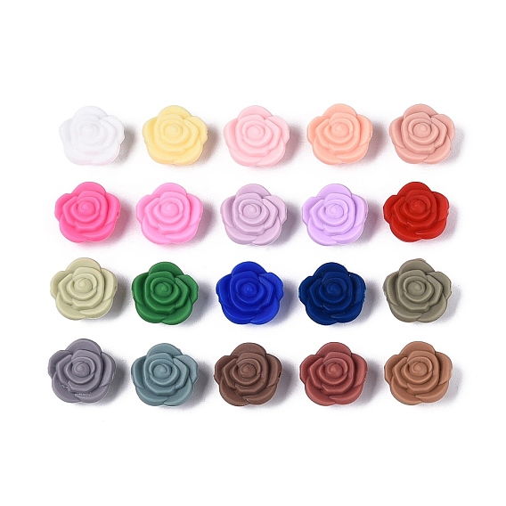 Silicone Beads, Rose Flower