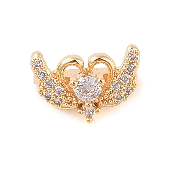 Brass Pave Clear Cubic Zirconia Spacer Bars, Swan