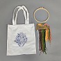DIY Canvas Bag Embroidery Kits, Including Embroidery Thread & Needles, Plastic Embroidery Hoop