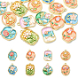 16Pcs 8 Styles Rack Plating Alloy Enamel and ABS Imitation Pearl Pendants, Flower Charms, Cadmium Free & Nickel Free & Lead Free, Golden
