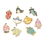 304 Stainless Steel Enamel Pendants, Ion Plating(IP), Golden