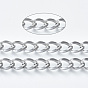 304 Stainless Steel Curb Chains, Twisted Chains, with Spool, Unwelded