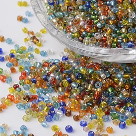 12/0 Silver Lined Round Glass Seed Beads, 2~3x1.5~2mm, Hole: 0.8~1mm, about 37500pcs/pound