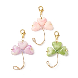 3шт. клевер акриловые и стеклянные подвесные украшения, подвески с застежкой-клешней в виде лобстера для украшений сумок