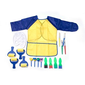 Наборы инструментов рисования для детей, губчатые кисти, акварель масляная краска палитра и фартуки