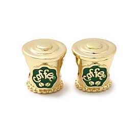 Латунные микро проложить Цирконий Европейский бисером, бусины с большим отверстием, кофе, с эмалью