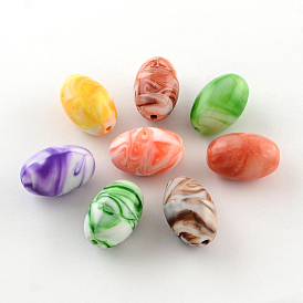 Opaque Acrylic Beads, Oval, 27x18mm, Hole: 3mm, about 96pcs/500g