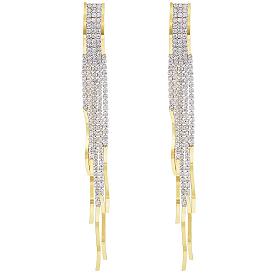 Boho Tassel Chandelier Earrings Cubic Zirconia Long Earrings Crystal Dangling Earrings Long Drop Chain Earrings Long Rhinestone Tassel Earrings for Women