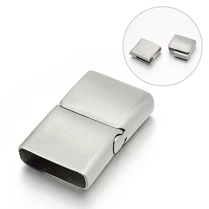 Matte 304 Stainless Steel Rectangle Magnetic Clasps with Glue-in Ends