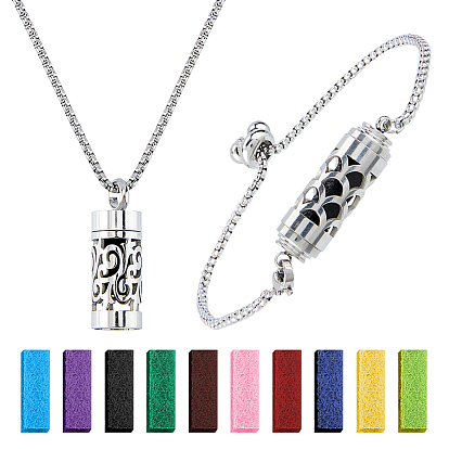 Наборы подвесок в виде флаконов духов с полой колонной из нержавеющей стали: цепочки-коробочки и браслеты-слайдеры., с парфюмерными подушечками