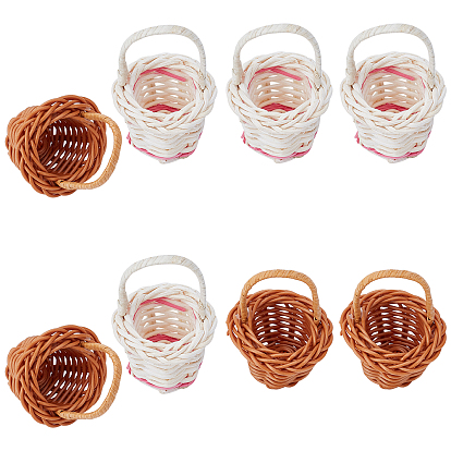 16Pcs 2 Styles Hand-Woven Rattan Mini Hand Basket Ornaments