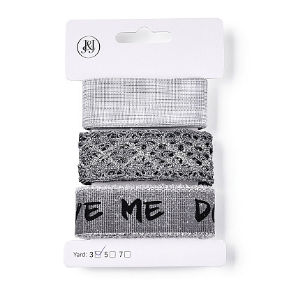 9 ярдов 3 стилей полиэфирной ленты, для поделок своими руками, бантики для волос и украшение подарка, черно-серая цветовая палитра