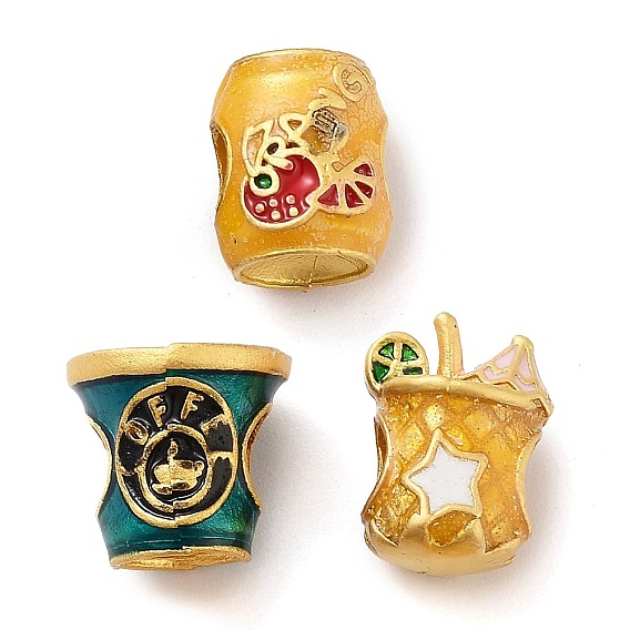 Эмали сплава Европейский бисером, бусины с большим отверстием, золотые, пить