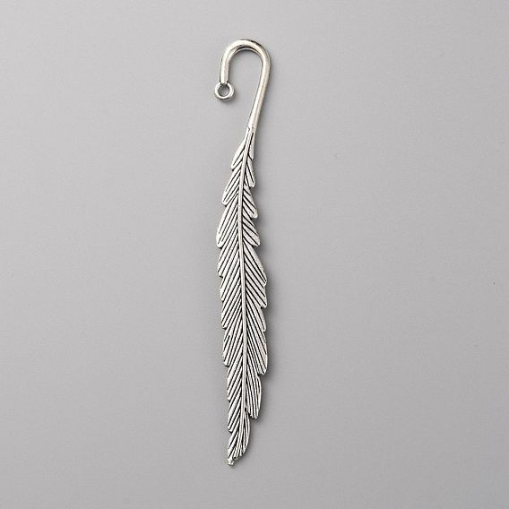 Alloy Bookmark Findings, with Hole, Feather