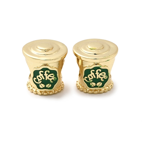 Латунные микро проложить Цирконий Европейский бисером, бусины с большим отверстием, кофе, с эмалью