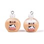 Печатные подвески из непрозрачной смолы, молочный шарм, с платиново-железными петлями