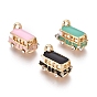 Alloy Pendants, with Enamel and Crystal Rhinestone, Bus, Golden