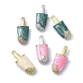 Rack Plating Brass Pave Cubic Zirconia Pendants, with Enamel, Ice Cream, Long-Lasting Plated, Lead Free & Cadmium Free