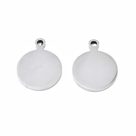 Pendentifs en acier inoxydable, plat rond