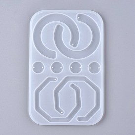 Geometric Pendant & Links Silicone Molds, Resin Casting Molds, For DIY UV Resin, Epoxy Resin Earring Jewelry Making