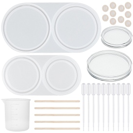 Gorgecraft DIY Coin Collection Capsule Making Kits, with Silicone Molds, Silicone 100ml Measuring Cup, Plastic Transfer Pipettes, Birch Wooden Craft Ice Cream Sticks, Latex Finger Cots