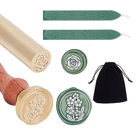 CRASPIRE DIY Wax Seal Stamp Kits, Including Brass Handles, Sealing Wax Sticks, Rectangle Velvet Pouches