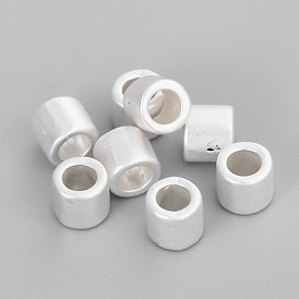 Alloy Spacer Beads, Cadmium Free & Lead Free, Matte Style, Column, 925 Sterling Silver Plated