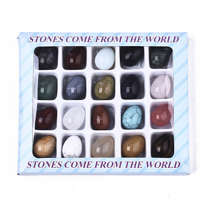 Natural & Synthetic Mixed Gemstone Egg Stone, Pocket Palm Stone for Anxiety Relief Meditation Easter Decor, Mixed Dyed and Undyed