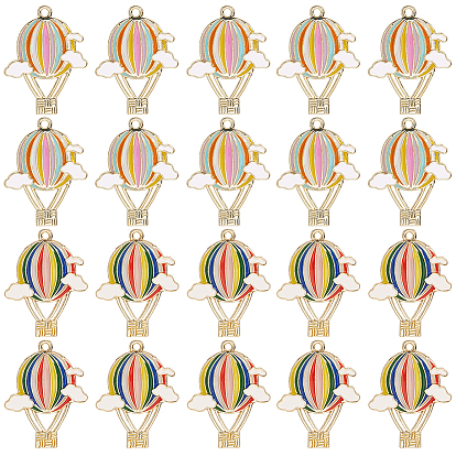 20 шт 2 цвета сплава эмалевые подвески, золотой свет, воздушный шар