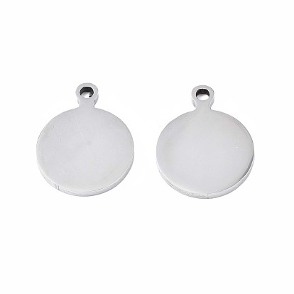 Pendentifs en acier inoxydable, plat rond