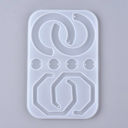 Geometric Pendant & Links Silicone Molds, Resin Casting Molds, For DIY UV Resin, Epoxy Resin Earring Jewelry Making