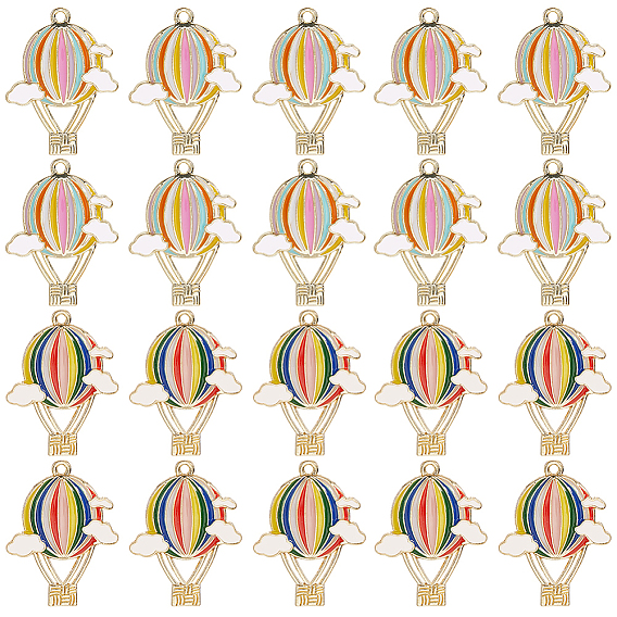 20 шт 2 цвета сплава эмалевые подвески, золотой свет, воздушный шар